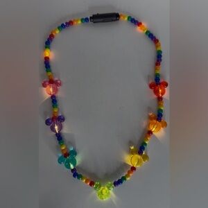 Official Disney World Mickey Mouse Pride Rainbow LED Light-Up Beaded Necklace